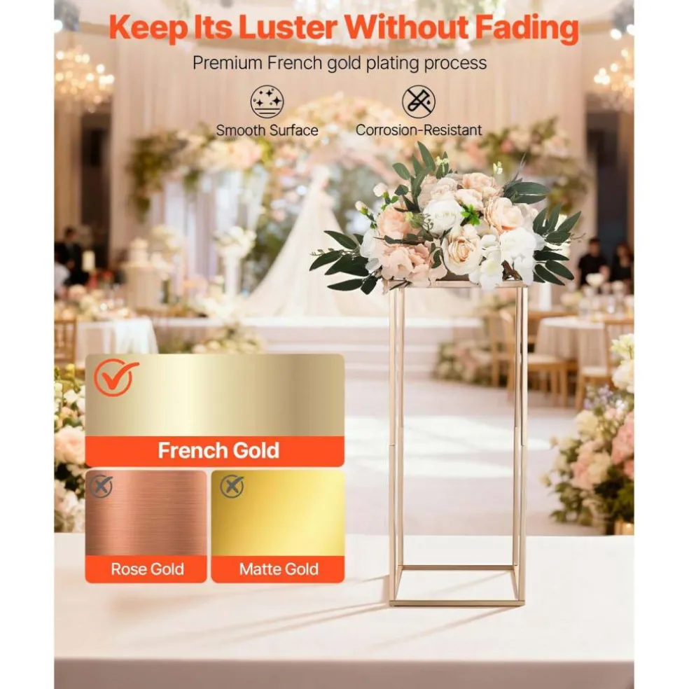 Edge Collections - Rectangular Wedding Flower Stand with Column Display for Centerpieces & Event Décor - 10 Pieces 1 Set