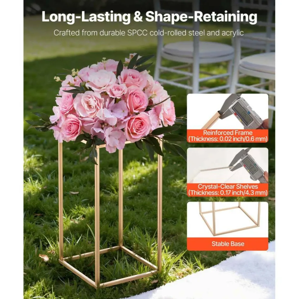 Edge Collections - Rectangular Wedding Flower Stand with Column Display for Centerpieces & Event Décor - 10 Pieces 1 Set