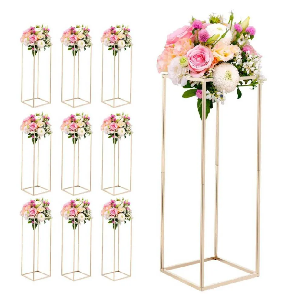Edge Collections - Rectangular Wedding Flower Stand with Column Display for Centerpieces & Event Décor - 10 Pieces 1 Set