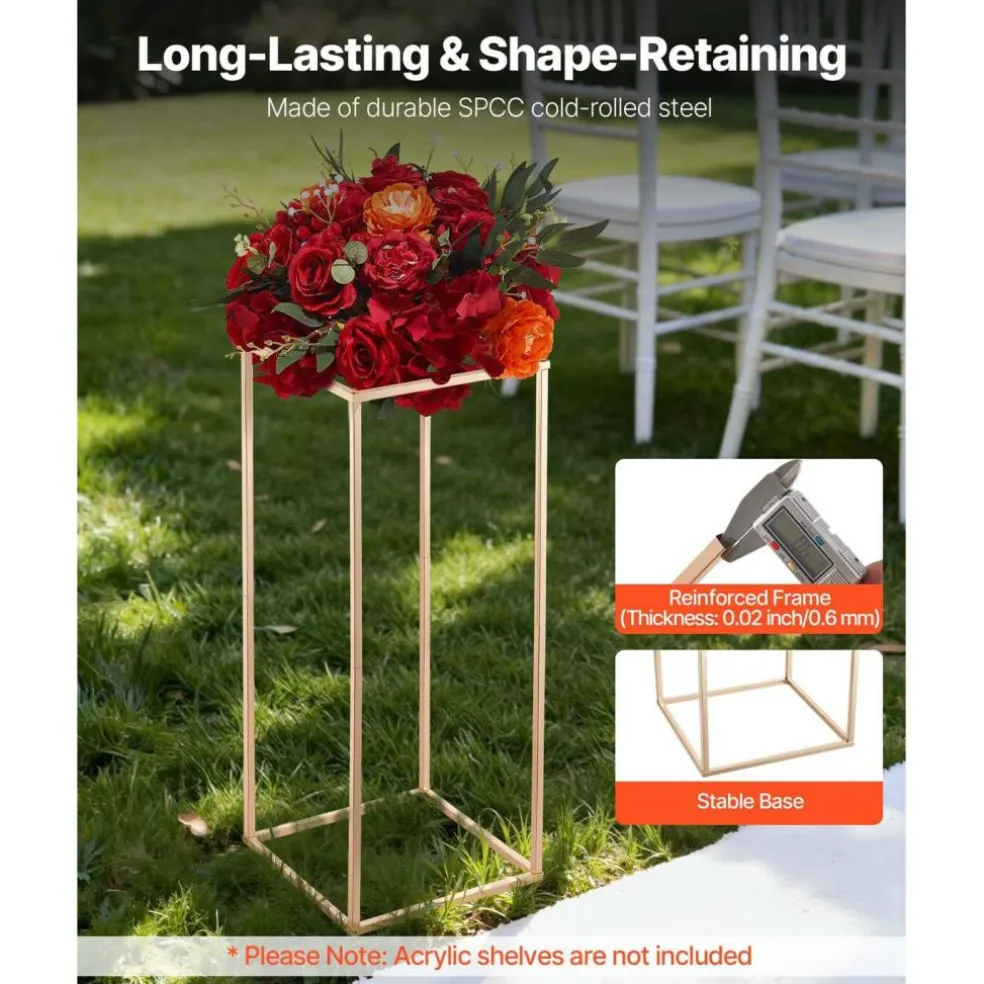 Edge Collections - Rectangular Wedding Flower Stand with Column Display for Centerpieces & Event Décor - 10 Pieces 1 Set