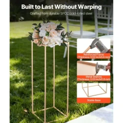 Edge Collections - Rectangular Wedding Flower Stand with Column Display for Centerpieces & Event Décor - 10 Pieces 1 Set