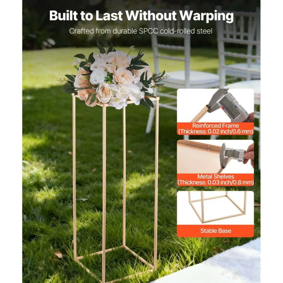 Edge Collections - Rectangular Wedding Flower Stand with Column Display for Centerpieces & Event Décor - 10 Pieces 1 Set
