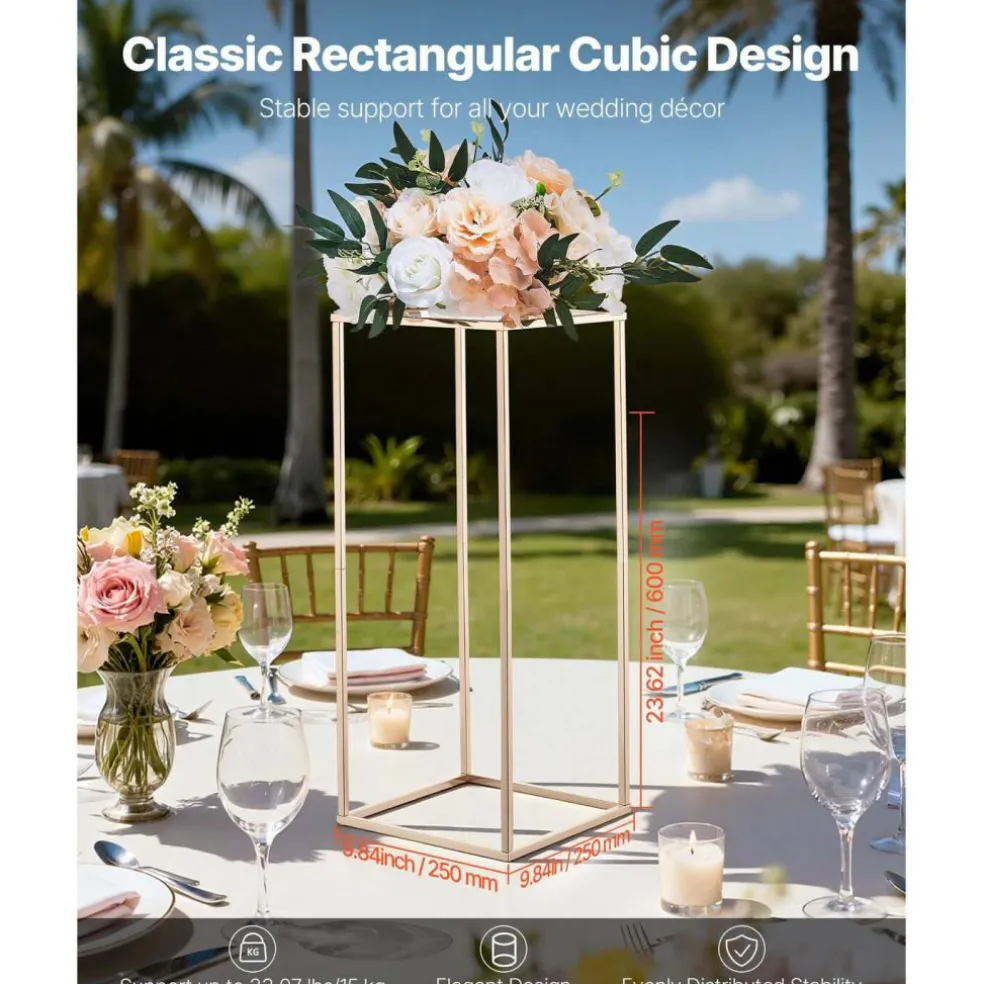Edge Collections - Rectangular Wedding Flower Stand with Column Display for Centerpieces & Event Décor - 10 Pieces 1 Set