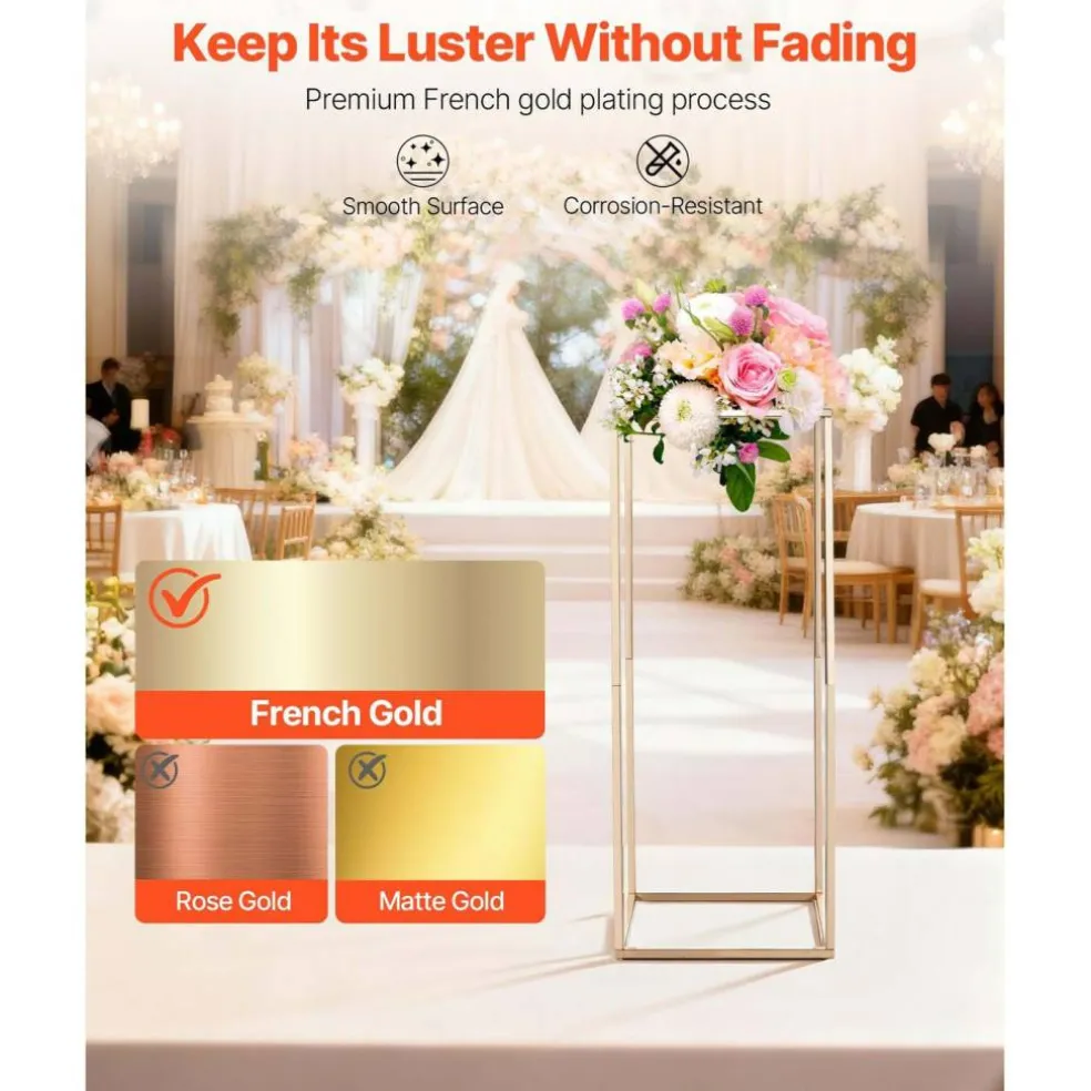 Edge Collections - Rectangular Wedding Flower Stand with Column Display for Centerpieces & Event Décor - 10 Pieces 1 Set