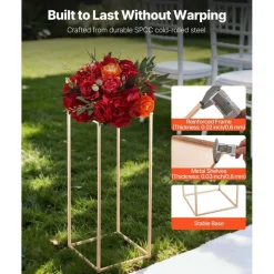 Edge Collections - Rectangular Wedding Flower Stand with Column Display for Centerpieces & Event Décor - 10 Pieces 1 Set