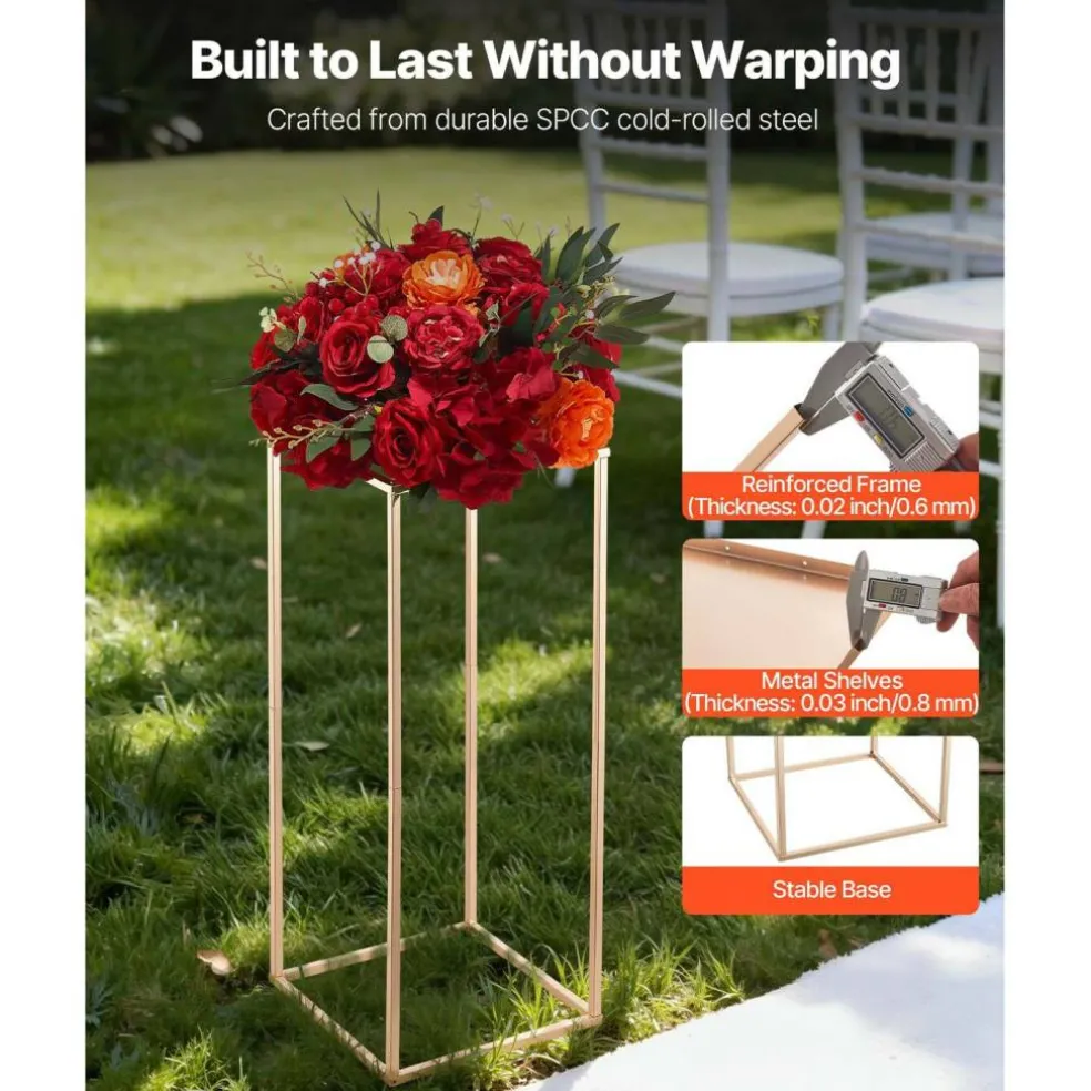 Edge Collections - Rectangular Wedding Flower Stand with Column Display for Centerpieces & Event Décor - 10 Pieces 1 Set