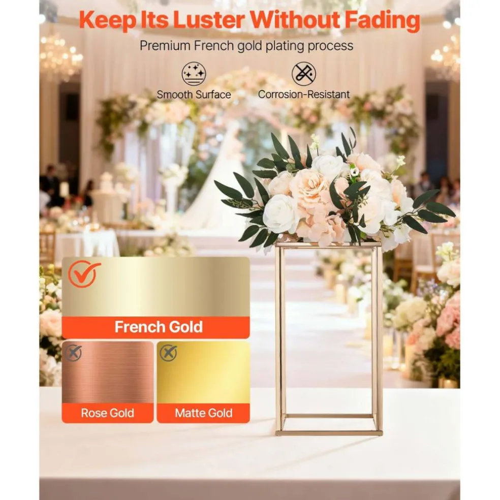 Edge Collections - Rectangular Wedding Flower Stand with Column Display for Centerpieces & Event Décor - 10 Pieces 1 Set