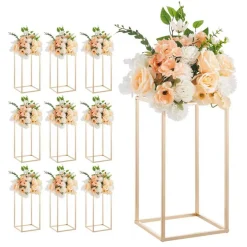 Edge Collections - Rectangular Wedding Flower Stand with Column Display for Centerpieces & Event Décor - 10 Pieces 1 Set