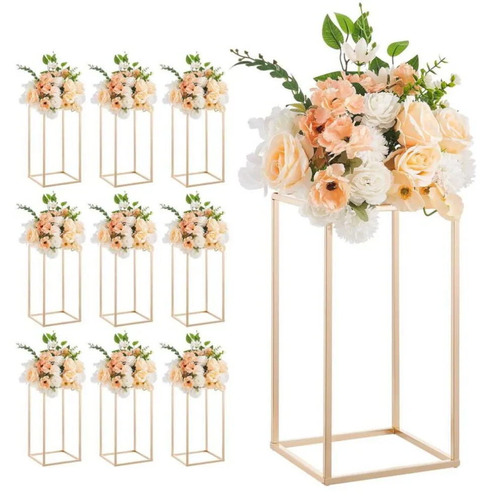 Edge Collections - Rectangular Wedding Flower Stand with Column Display for Centerpieces & Event Décor - 10 Pieces 1 Set