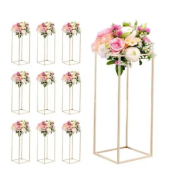 Edge Collections - Rectangular Wedding Flower Stand with Column Display for Centerpieces & Event Décor - 10 Pieces 1 Set