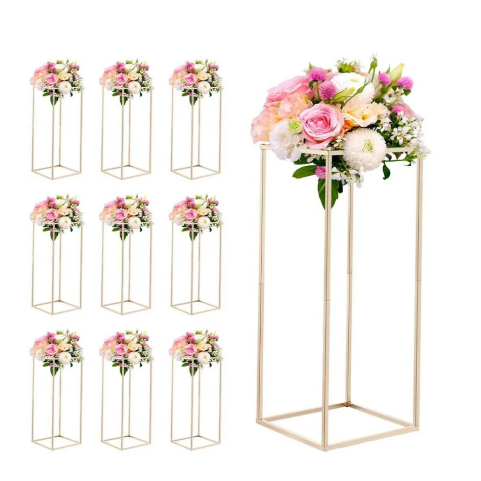 Edge Collections - Rectangular Wedding Flower Stand with Column Display for Centerpieces & Event Décor - 10 Pieces 1 Set
