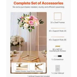 Edge Collections - Rectangular Wedding Flower Stand with Column Display for Centerpieces & Event Décor - 10 Pieces 1 Set