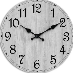 Edge Collections - Standard Size - Rustic Wood - Farmhouse Silent Round Wall Clock for Living Room, Kitchen & Bathroom - 1 Piece