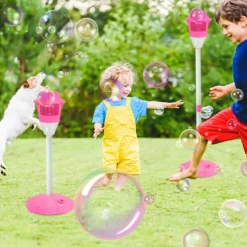 Edge Collections – Standing Bubble Machines with Colorful Lights, Music and Adjustable Height – 2 Pieces