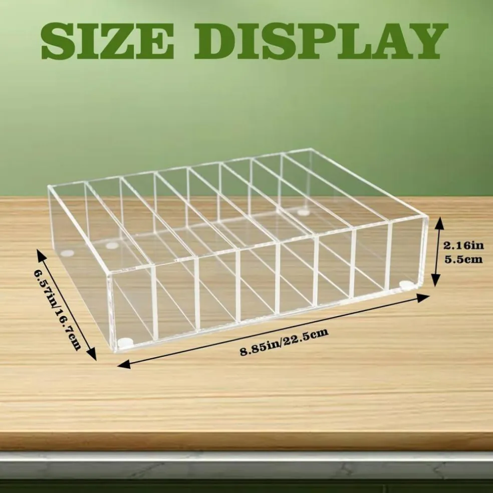 Edge Collections - White - 8 Compartment Transparent Acrylic Money Organizer for Cash - 1 Piece