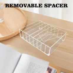 Edge Collections - White - 8 Compartment Transparent Acrylic Money Organizer for Cash - 1 Piece
