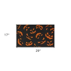 Edge Collections - 17" X 29" - Black - Durable Jack-o'-Lantern Halloween Door Mat - 1 Piece