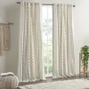 Edge Collections - 50" x 95" - Ivory - Cotton Printed Curtain Panel with Chenille Stripe Lining - 1 Piece