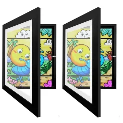 Edge Collections - 12" x 10" - Kids Art Front Opening Wooden Frame A4 Artwork Display Storage - 2 Pieces