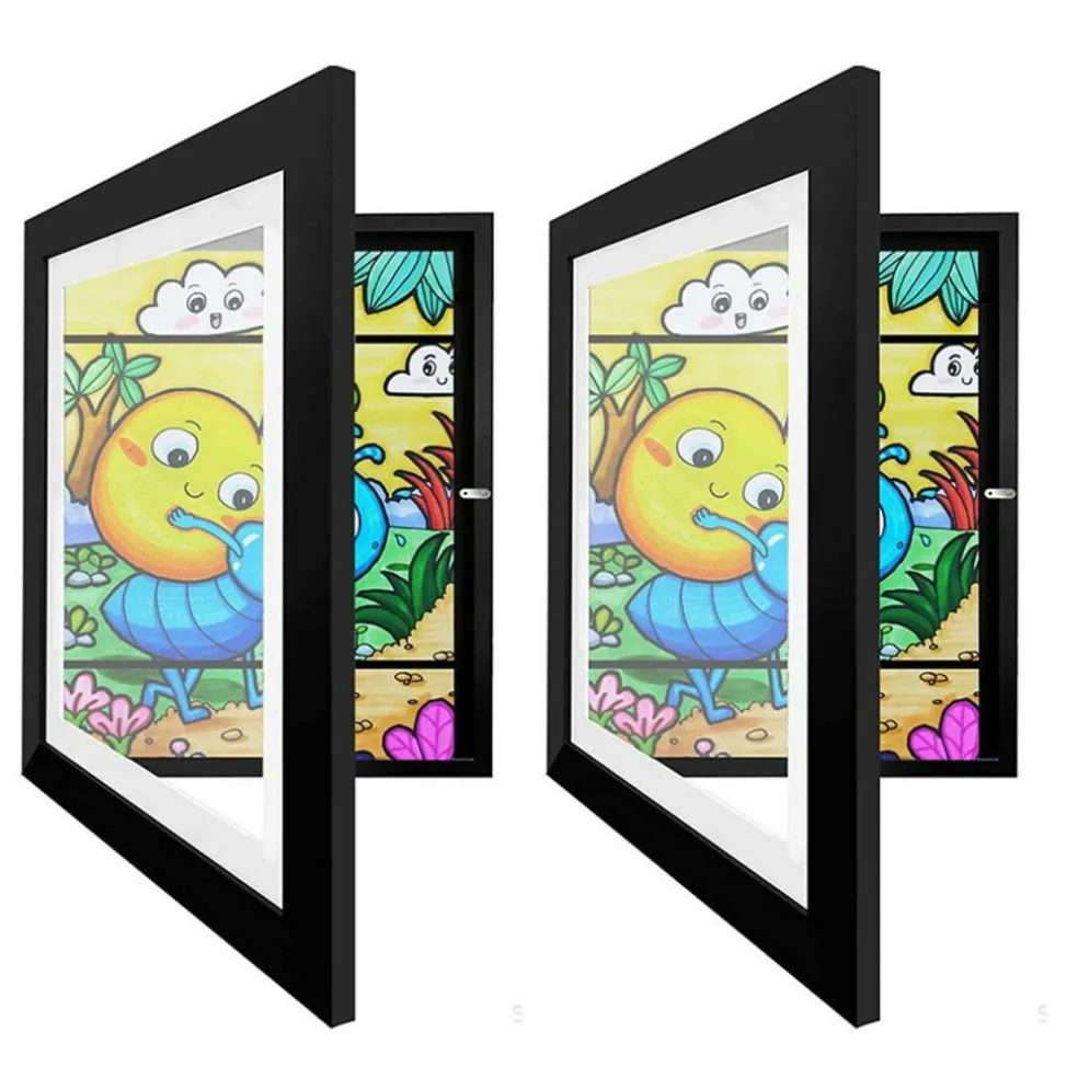 Edge Collections - 12" x 10" - Kids Art Front Opening Wooden Frame A4 Artwork Display Storage - 2 Pieces
