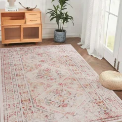 Edge Collections - 4' x 6' - Multicolor - Naar Area Rug, Washable, Low-Pile, Non-Slip, Kid & Pet Friendly - 1 Piece