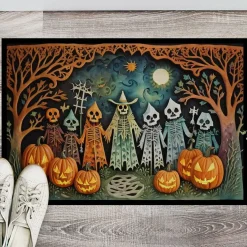 Edge Collections - 24" x 36" - Multicolor - Papel Picado Skeletons Spooky Halloween Doormat Indoor Outdoor - 1 Piece
