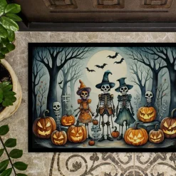 Edge Collections - 24" x 36" - Multicolor - Calacas Skeletons Halloween Doormat Non Slip Washable - 1 Piece
