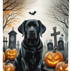 Edge Collections - 28" x 40" - Multicolor - Black Labrador Retriever Large Halloween House Flag Decorative Sleeve Pole Banner - 1 Piece