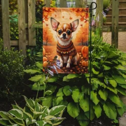 Edge Collections - 11 1/4" X 15 1/2" - Multicolor - Garden Chihuahua Fall Garden Flag - 1 Piece
