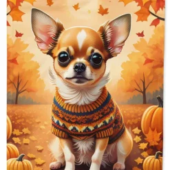 Edge Collections - 11 1/4" X 15 1/2" - Multicolor - Garden Chihuahua Fall Garden Flag - 1 Piece