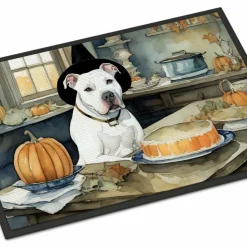 Edge Collections - 24" x 36" - Multicolor - Pit Bull Terrier Fall Kitchen Pumpkins Doormat Indoor Outdoor Rug - 1 Piece
