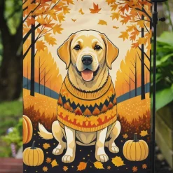 Edge Collections - 11 1/4" X 15 1/2" - Multicolor - Garden Yellow Labrador Retriever Fall Flag - 1 Piece