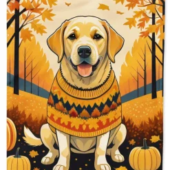 Edge Collections - 11 1/4" X 15 1/2" - Multicolor - Garden Yellow Labrador Retriever Fall Flag - 1 Piece