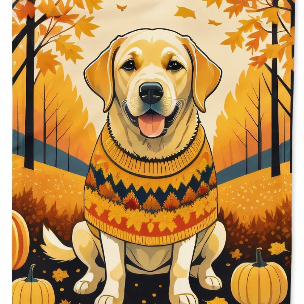 Edge Collections - 11 1/4" X 15 1/2" - Multicolor - Garden Yellow Labrador Retriever Fall Flag - 1 Piece
