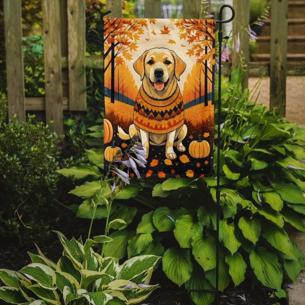 Edge Collections - 11 1/4" X 15 1/2" - Multicolor - Garden Yellow Labrador Retriever Fall Flag - 1 Piece