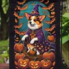 Edge Collections - 11 1/4" X 15 1/2" - Multicolor - Garden Corgi Witchy Halloween Flag - 1 Piece