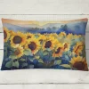 Edge Collections - 12" x 16" - Multicolor - Sunflowers Watercolor Decorative Throw Pillow , Machine Washable - 1 Piece