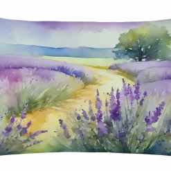 Edge Collections - 12" x 16" - Multicolor - Lavender Flowers In Watercolor Throw Pillow - 1 Piece