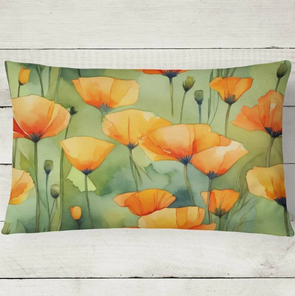 Edge Collections - 12" x 16" - Multicolor - California Poppies Decorative Couch Pillow - 1 Piece