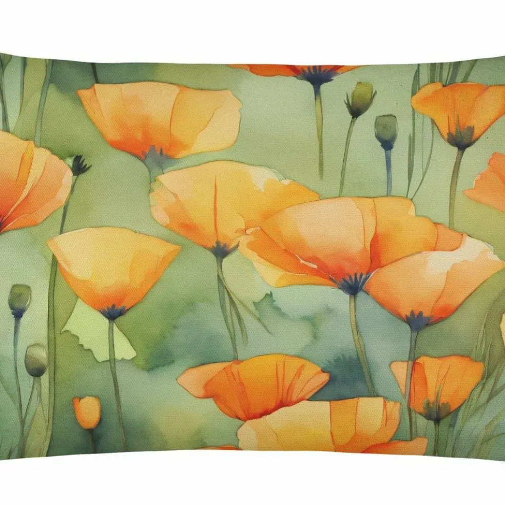 Edge Collections - 12" x 16" - Multicolor - California Poppies Decorative Couch Pillow - 1 Piece