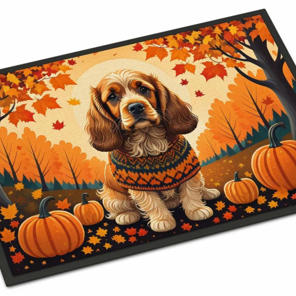 Edge Collections - 24" x 36" - Multicolor - Cocker Spaniel Fall Doormat Indoor Outdoor Rug - 1 Piece