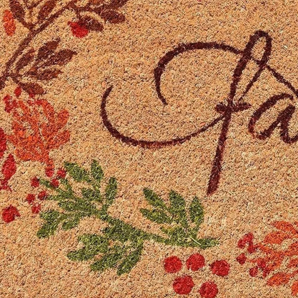 Edge Collections - 17" X 29" - Multicolor - Durable Coir Door Mat with Fall Leaves Design - 1 Piece