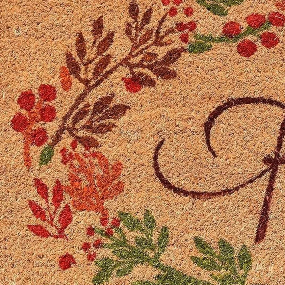 Edge Collections - 17" X 29" - Multicolor - Durable Coir Door Mat with Fall Leaves Design - 1 Piece