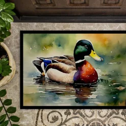 Edge Collections - 18" x 27" - Multicolor - Mallard Duck Welcome Doormat Indoor & Outdoor Use, Non-Slip, Weather-Resistant - 1 Piece