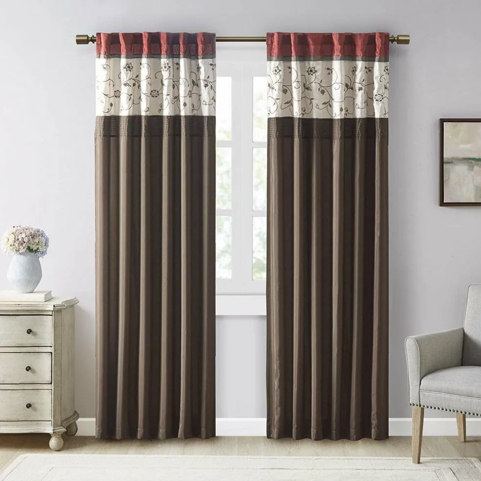 Edge Collections - 50" x 84" - Multicolor - Madison Park Floral Embroidered Curtain Panel - 1 Piece