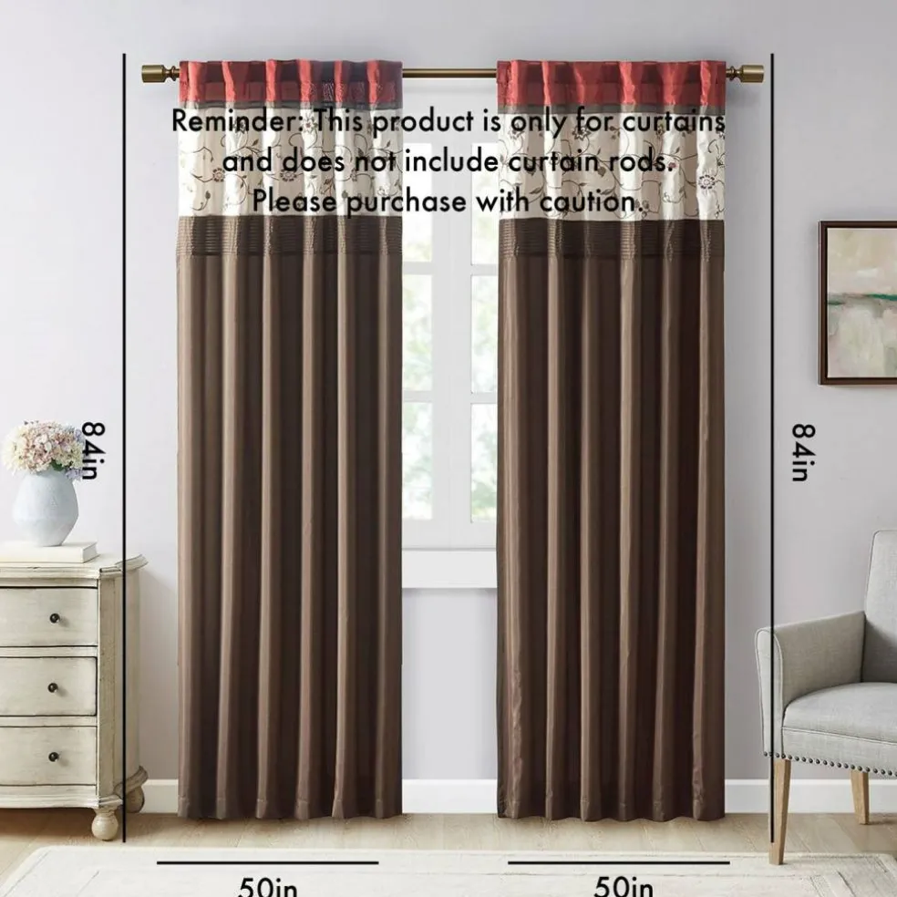 Edge Collections - 50" x 84" - Multicolor - Madison Park Floral Embroidered Curtain Panel - 1 Piece