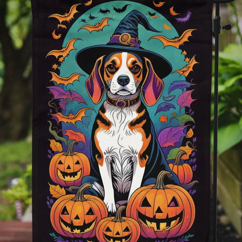 Edge Collections - 11.25" x 15.5" - Multicolor - Beagle Halloween Garden Flag - 1 Piece