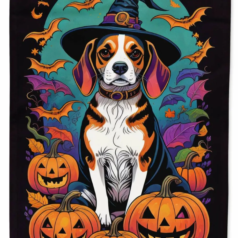 Edge Collections - 11.25" x 15.5" - Multicolor - Beagle Halloween Garden Flag - 1 Piece