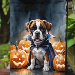 Edge Collections - 11 1/4" X 15 1/2" - Multicolor - Garden Boxer Puppy Halloween Flag - 1 Piece