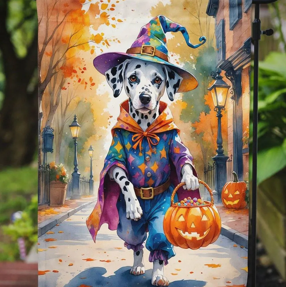 Edge Collections - 11.25" X 15.5" - Multicolor - Dalmatian Halloween Garden Flag - 1 Piece